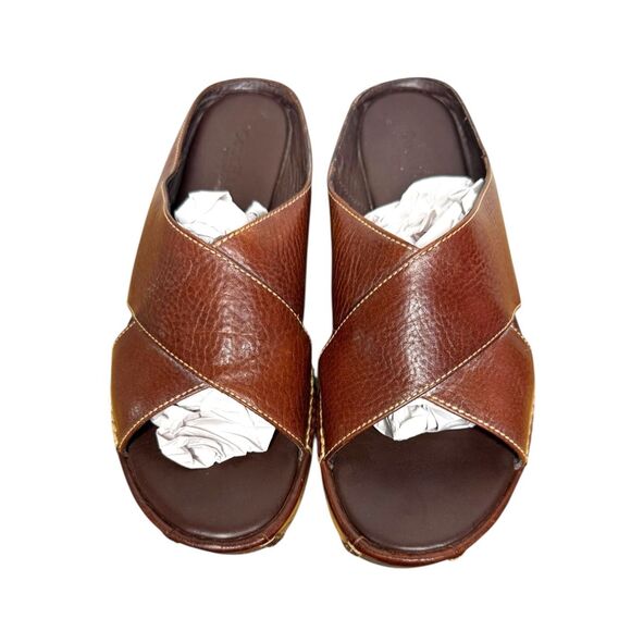 Cole Haan Country Women’s 9 Narrow Platform Sandals Brown Leather Slip On - Picture 2 of 8